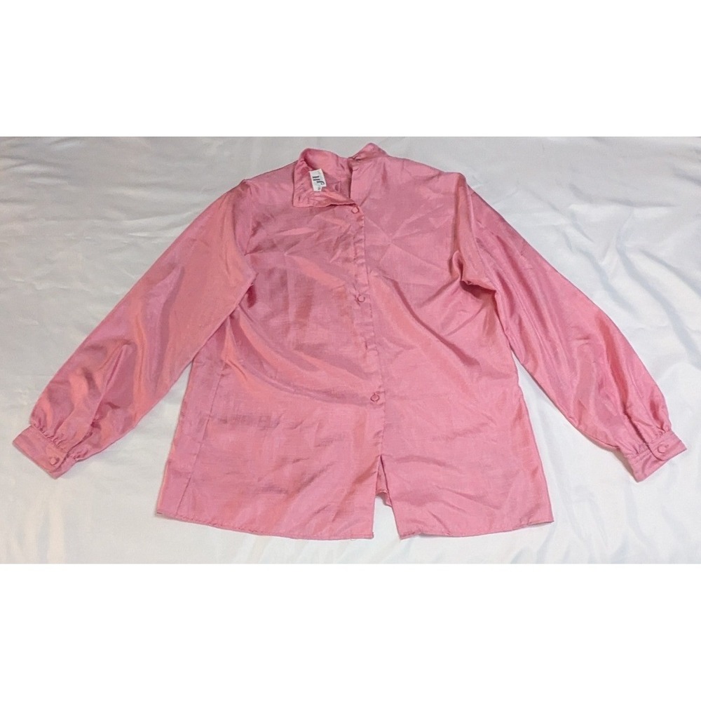 JH Collectibles Blouse Womens 12 Pink Excellent Vintage Back Pleat Button Up